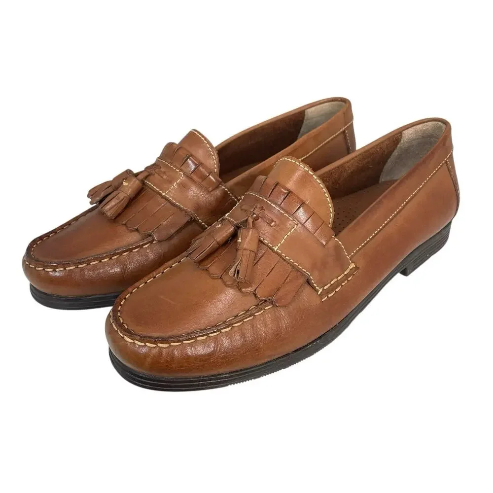 Giorgio Brutini LE Glove Brown Leather Tassel Dress Shoes Mens SZ 10M Loafers